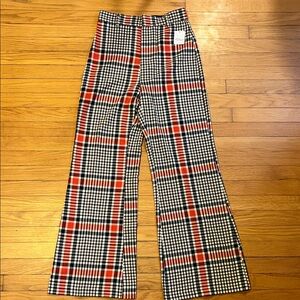Free People Plaid Flare Pants